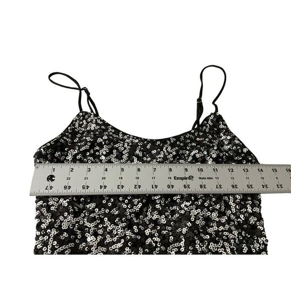 IRIS Women's Medium Black Silver Dress Adjustable Straps Sequin Spaghetti Strap - Picture 5 of 11